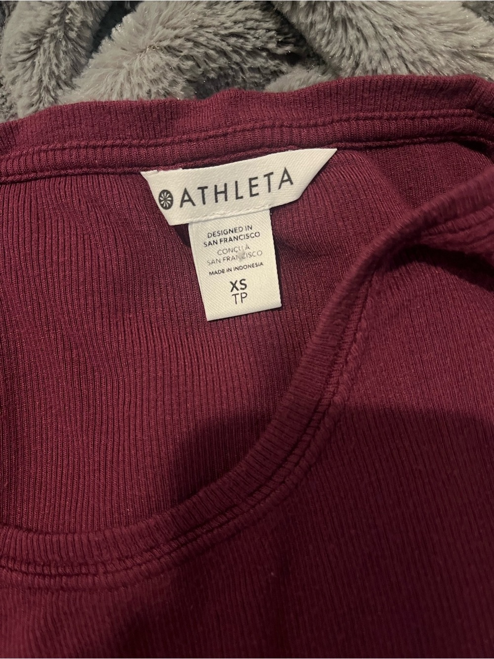 Athleta Well Rested Ribbed Sleep Top Deep Burgundy Size XS - Picture 9 of 13